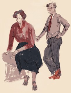 Two figures, 1953. Creator: Shirley Markham.