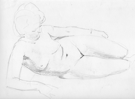 Nude woman reclining, c1950. Creator: Shirley Markham.