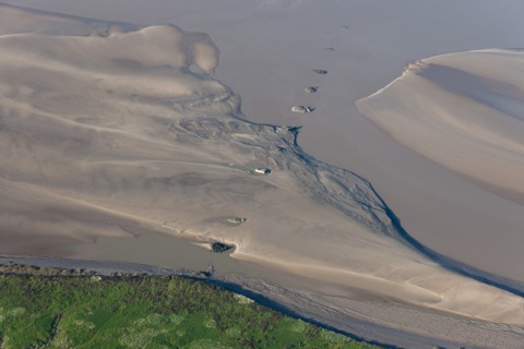 Foundations and piers of the dismantled Severn Railway Bridge, Gloucestershire, 2014