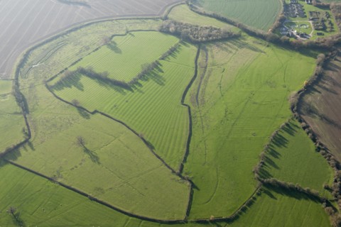 Ridge and furrow earthworks, Powick, Worcestershire, 2014