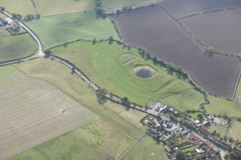 Castle Hill Norman motte and bailey castle and moat earthworks, Bishopton, Darlington, 2014