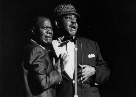Louis Armstrong and Tyree Glenn, Hammersmith Odeon, London, 1968.