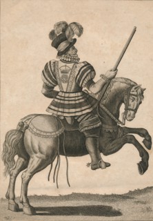 A Yeoman of the Guard, attending Queen Elizabeth on a Progress', c1800.