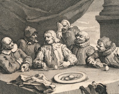 Christopher Columbus cracking the egg, 1753.