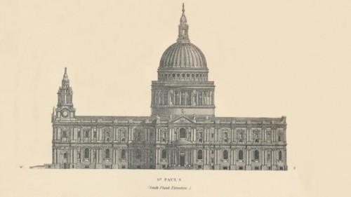 St. Paul's - south flank elevation', 1889.