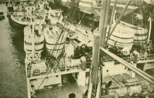 An Impressive Array of Boats Aboard the "Leviathan".', c1930.