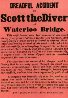 Dreadful Accident to Scott the Diver at Waterloo Bridge', 1841, (1948).