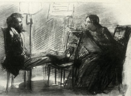Elizabeth Siddal drawing Rossetti, 1853, (1947).