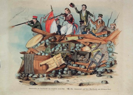 The Amazon on the barricade at the Small Ring in Prague, 1848.