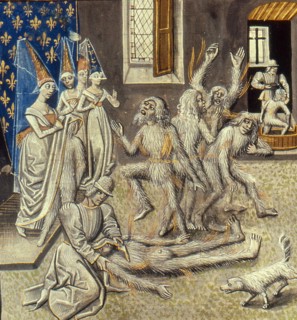 Bal des Ardents (Miniature from the Grandes Chroniques de France by Jean Froissart), 15th century.