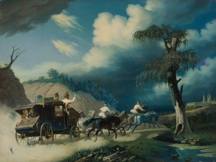 Troika during a thunderstorm, 1830s.