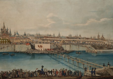 Cornerstone Laying Ceremony for the Moskvoretsky Bridge in Moscow, 1830.