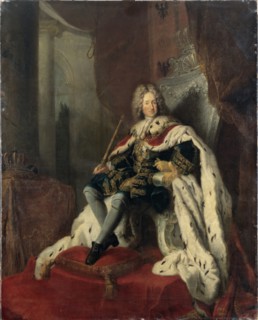 King Frederick I on the silver throne, ca 1712.