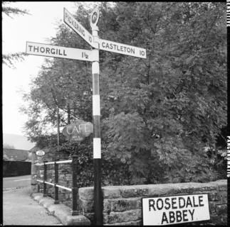 Road sign, Rosedale Abbey, Ryedale, North Yorkshire, 1967