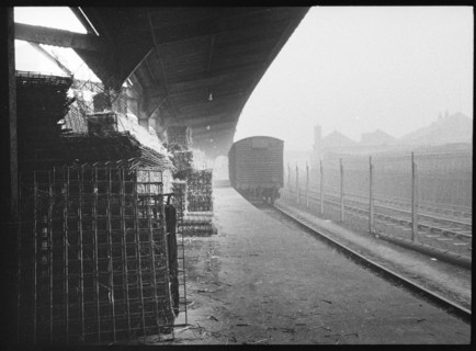 Railway platform, Wear Flint Glass Works, Alfred Street, Millfield, Sunderland, 1961