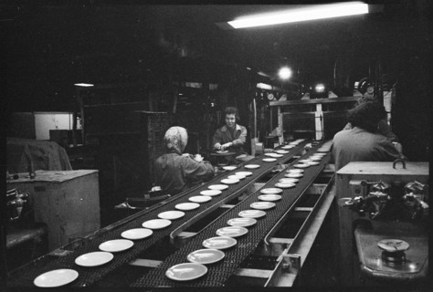Workers on the shop floor, Wear Flint Glass Works, Alfred Street, Millfield, Sunderland, 1961