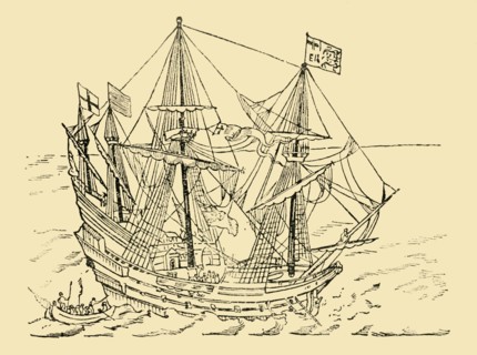 An English Ship in the Armada Fight', c1930.