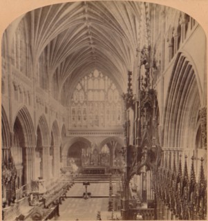 The Choir from the western end, Cathedral, Exeter, England', 1900.