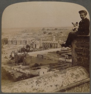 From San Francisco Cathedral, on the largest Aztec Pyramid, looking over Cholula, Mexico', 1901.