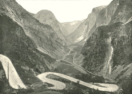 The Zig-Zag road and Waterfalls, Stalheim, Norway, 1895.