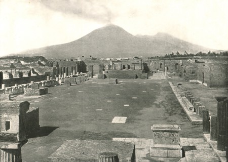 The Forum at Pompeii and Vesuvius, Italy, 1895.  Creator: Unknown.