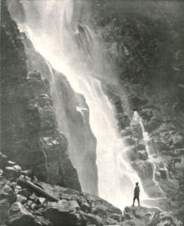 A waterfall in the hill district, Dehra Dun, India, 1895.