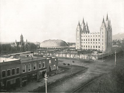 The Assembly Hall, Tabernacle and Mormon Temple', Salt Lake City, USA, 1895.