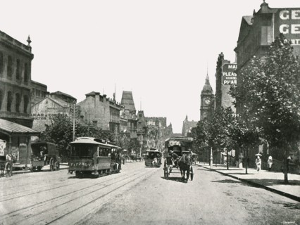 Collins Street, looking west from Russell Street, Melbourne, Australia, 1895.
