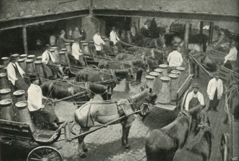 Delivery Vans Starting from Messrs, Freeth and Pocock's Central Depot at Vauxhall', 1902.