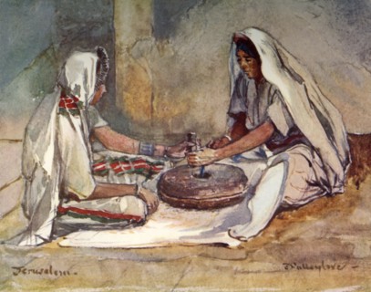 Two Women Grinding at a Hand Mill', 1902.