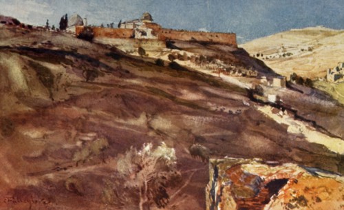 Jerusalem. - South Wall of the Temple Area, from the Valley of Hinnom, at Sunset', 1902.