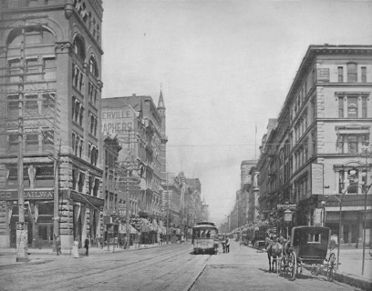 Broadway, north from Chestnut Street, St. Louis', c1897.