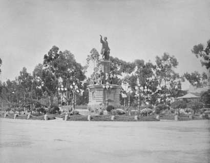 Statue of Columbus on the Paseo, City of Mexico', c1897.