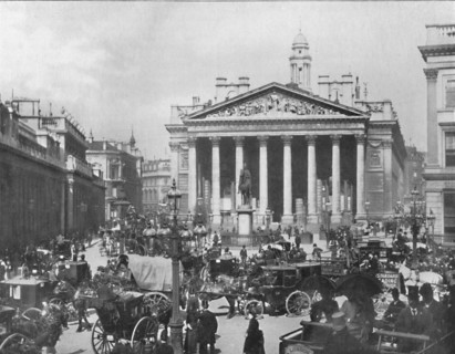 A Busy Corner - The Royal Exchange and Bank of England', 1909.