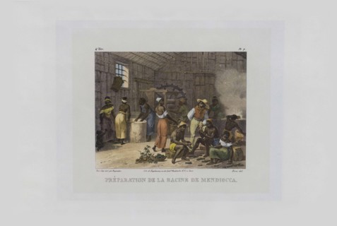 Preparation of mandioca roots. From "Malerische Reise in Brasilien", 1830-1835.