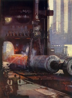 Forging a Propeller Shaft for a Large Liner', c1930.