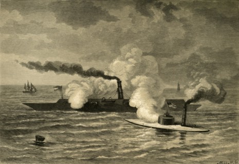 Attack of the "Monitor" on the "Merrimack"', (1878).