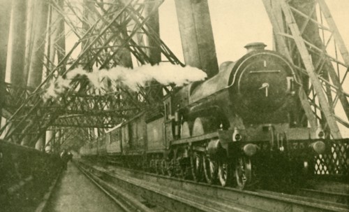 An Express Train Crossing the Forth Bridge', c1930.