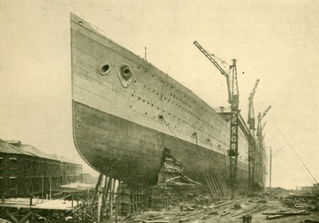 The "Aquitania" on the Stocks', c1930.