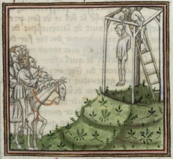 The execution of Enguerrand de Marigny. From Grandes Chroniques de France , 14th century.
