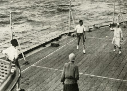 'Their Majesties, in a Game of Deck Quoits on Deck of H.M.S. "Renown", 1927', 1937. Creator: Unknown.