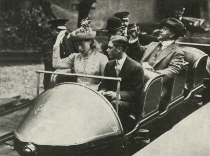 His Majesty and Princess Mary on the Alpine Railway, Earl's Court Exhibition, 1913', 1937.
