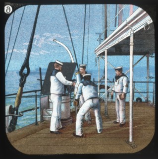 Working a 3-pounder -- H.M.S. Blake', c1900.