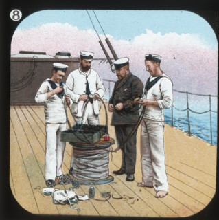 Getting Electric Light ready -- H.M.S. Edinburgh', c1900.