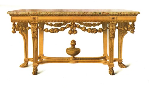 Gilt Table with Marble Top, 1908.