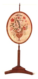 Inlaid Mahogany Pole Screen, 1908.