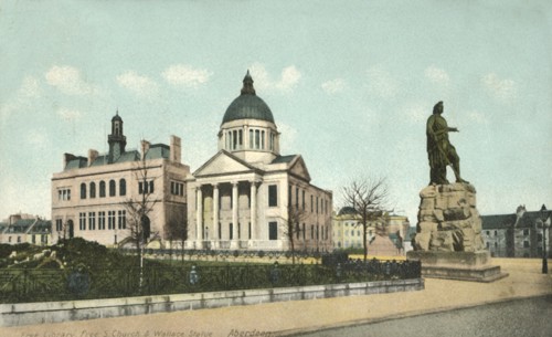 Free Library Free S Church & Wallace Statue - Aberdeen', 1900s.