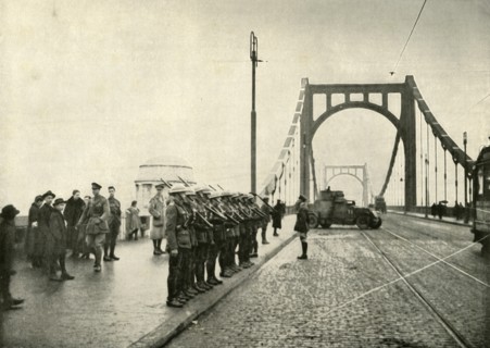 The 18th Hussars Guarding a Bridge on the Rhine at Cologne', (1919).