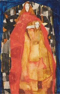Mother with child in red coat, 1911.