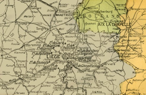 Map Showing the Forts of Liège', 1919.